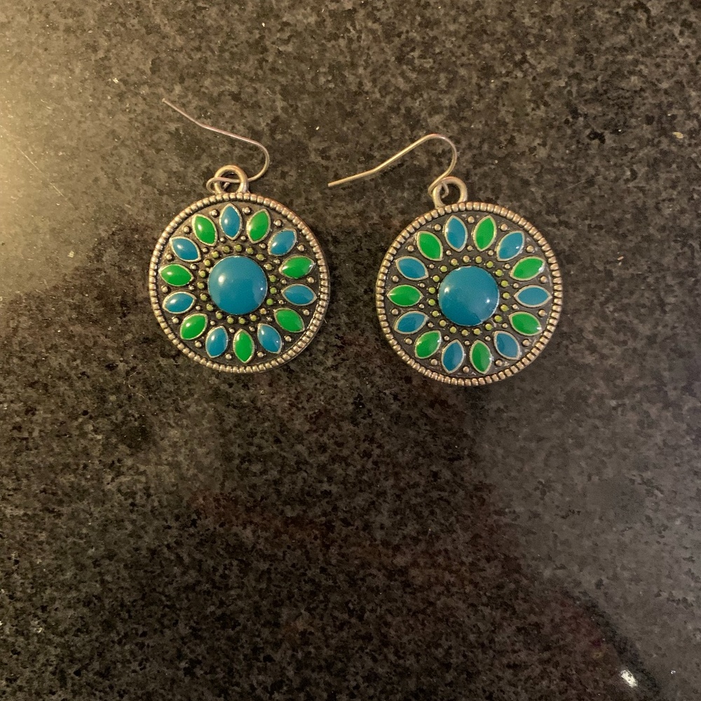 Green and turquoise earrings